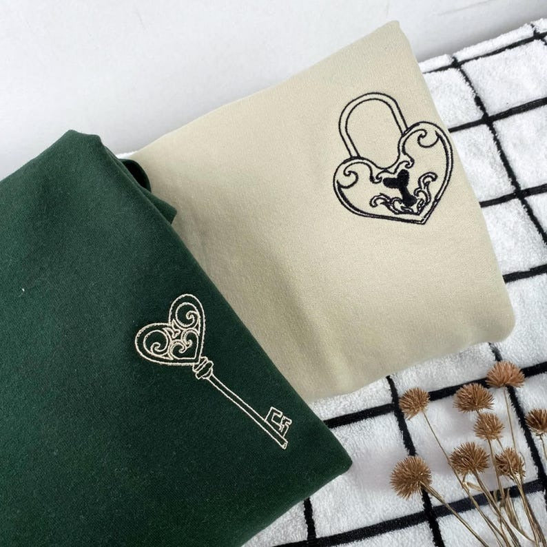 Embroidered You Are The Key To My Heart Hoodies for Couples: Valentines Day Gift for Girlfriend