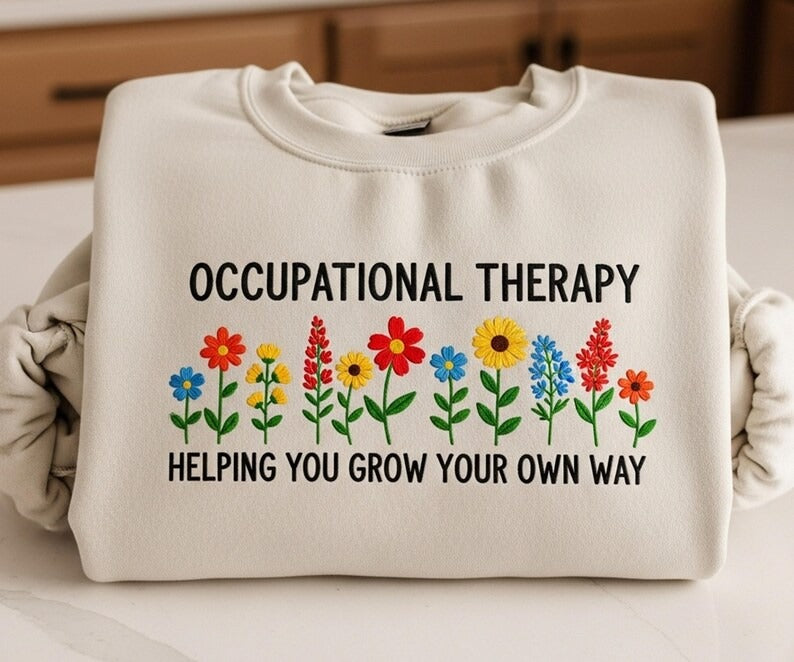 Occupational Therapy Embroidered Shirt OT Gift COTA Floral Shirt, Occupational Therapist Tee, Wildflowers OT Shirt Occupational Therapy Team