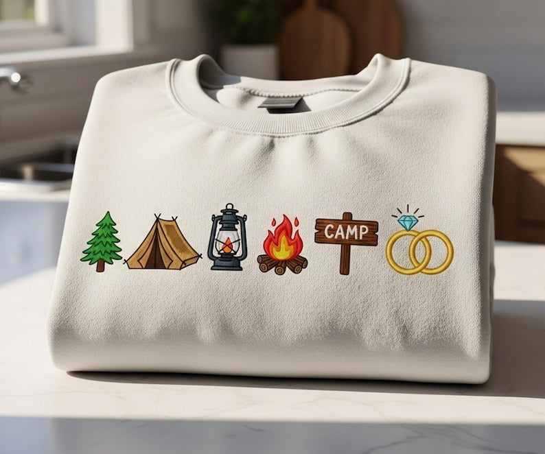Camping Engagement Sweatshirt, Campfire Crewneck Wedding Gift