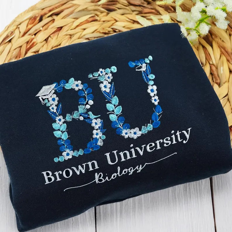 Embroidered Floral Letter Sweatshirt - Custom University Sorority Gift