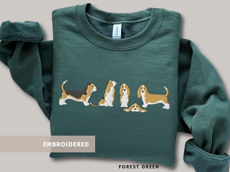 Basset Hound Embroidered Sweatshirt Cute Funny Dog Mom Gift Lazy Dog Dad Jumper Cozy Hound Dog Lover Sweater Women Crewneck Birthday Present