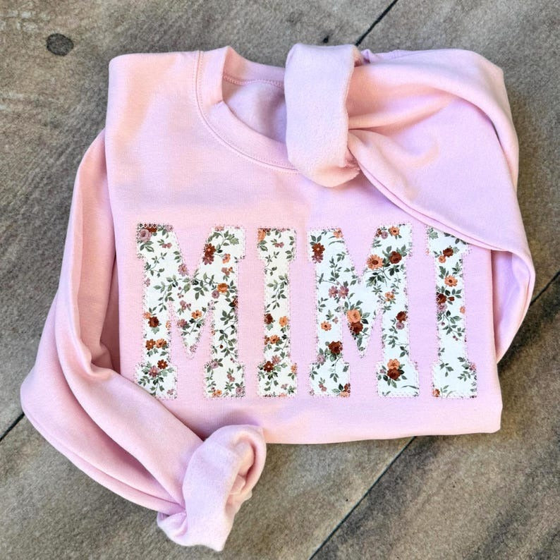 Custom Embroidered "Mimi" Sweatshirt: Appliqué Crewneck Pullover