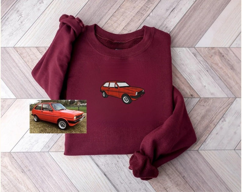 Custom Car Embroidered Hoodie, Personalized Car Lover Gift