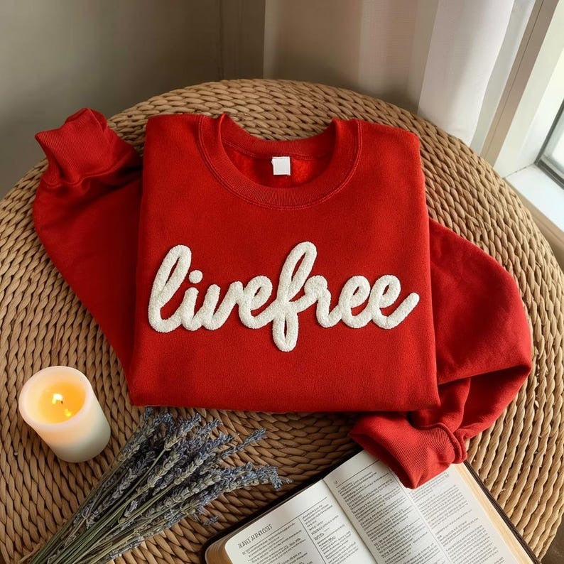 Custom Chenille Yarn Embroidered Sweatshirt, Fuzzy Letter Team Spirit Shirt, Chenille Patch Sports Sweatshirt, Game Day Crewneck