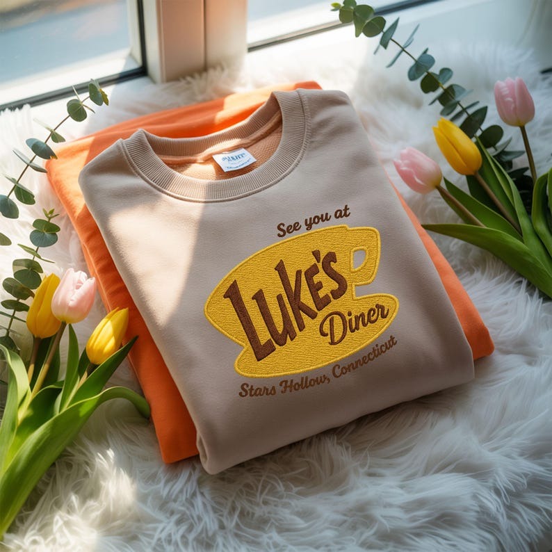 Embroidered Luke’s Diner Sweatshirt | Stars Hollow Crewneck | Cozy Fall Sweatshirt | Autumn Festival Sweater | Gilmore Girls Gift for Her