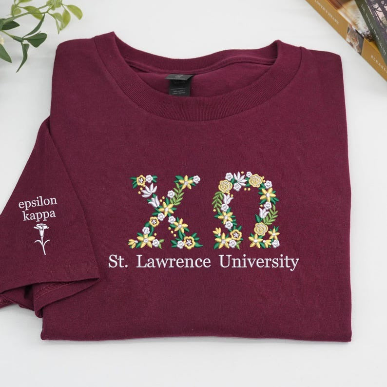 Embroidered Floral Letter Hoodie: Custom University Greek Apparel