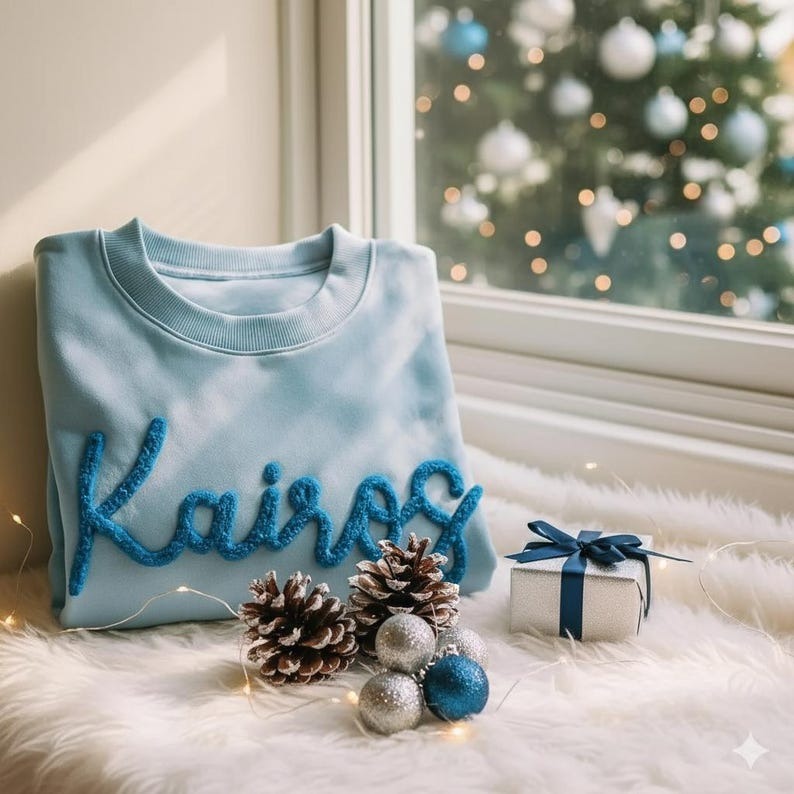 Custom Chenille Yarn Embroidered Sweatshirt, Fuzzy Letter Game Day Crewneck, Team Spirit Shirt, Football Mom Gift, Sports Team Pullover