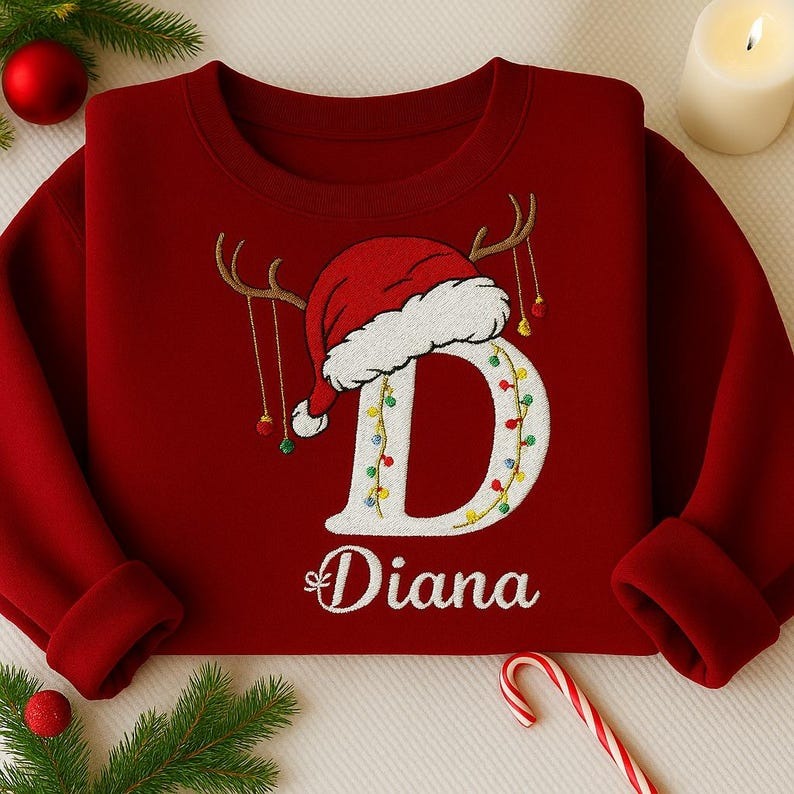 Family Christmas Name Long Sleeve Shirts, 2025 Monogrammed Family Christmas Long Sleeve Shirts, Personalized Christmas Family Sweatshirt