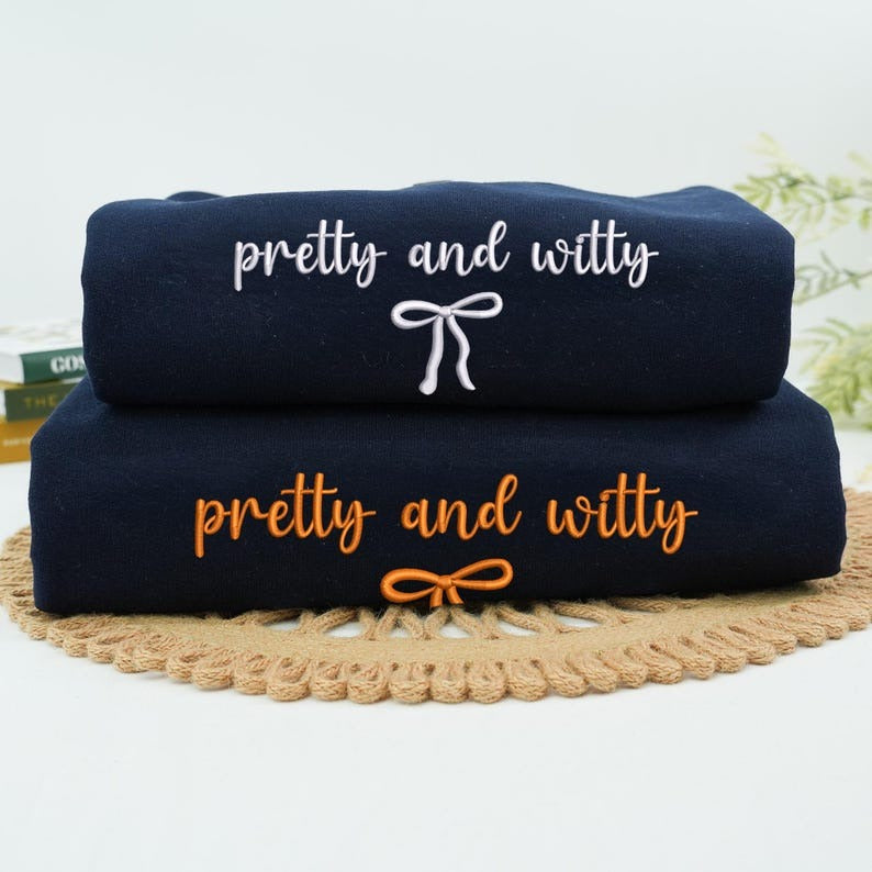 Embroidered Coquette Sweatshirt, Pretty and Witty Bow Shirt