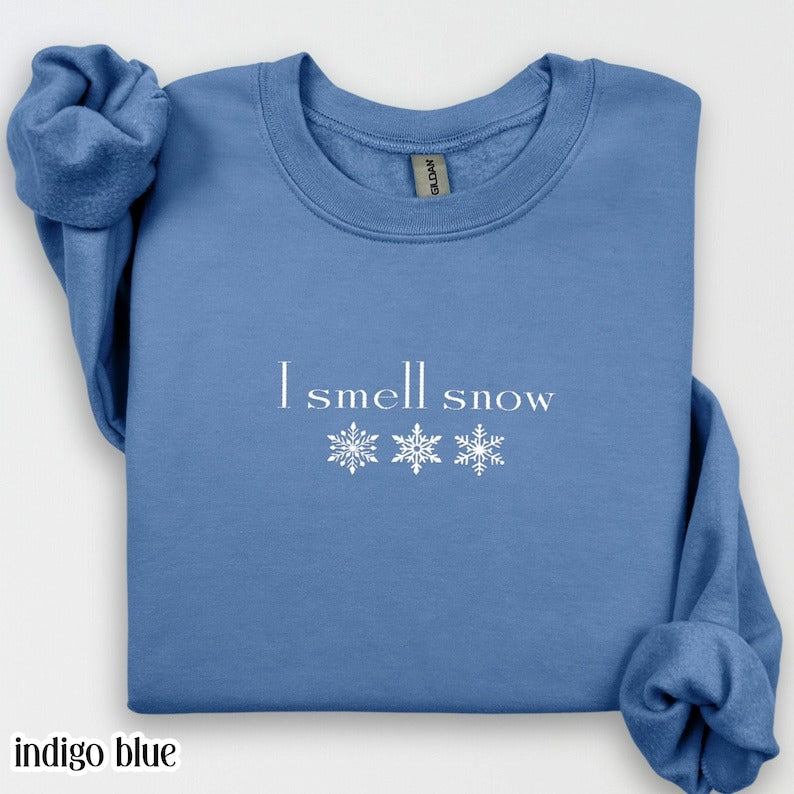 I Smell Snow Embroidered Sweater Gift Girls Fans Hollow Lorelei Christmas Sweatshirt Rory Luke Mom Holiday Crewneck Christmas Stars Diner