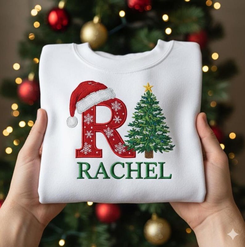Personalized Christmas Family EMBROIDERED Sweatshirt, Family Christmas Sweatshirt, Custom Christmas Tee, Christmas Couple Shirts