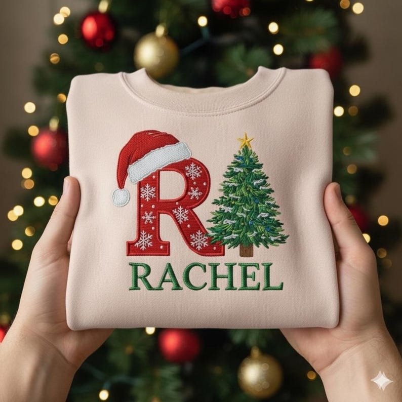 Personalized Christmas Family EMBROIDERED Sweatshirt, Family Christmas Sweatshirt, Custom Christmas Tee, Christmas Couple Shirts