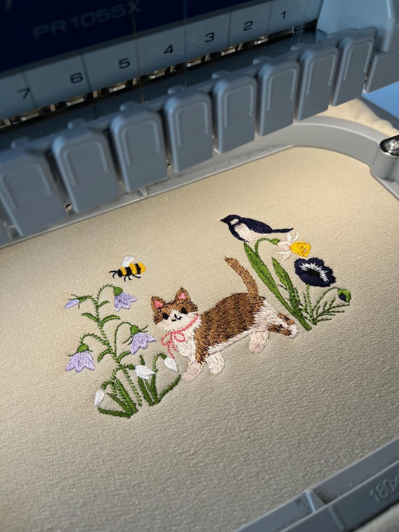 Spring Cat Wildflower Meadow Sweatshirt | Cute Cat Lover Gift
