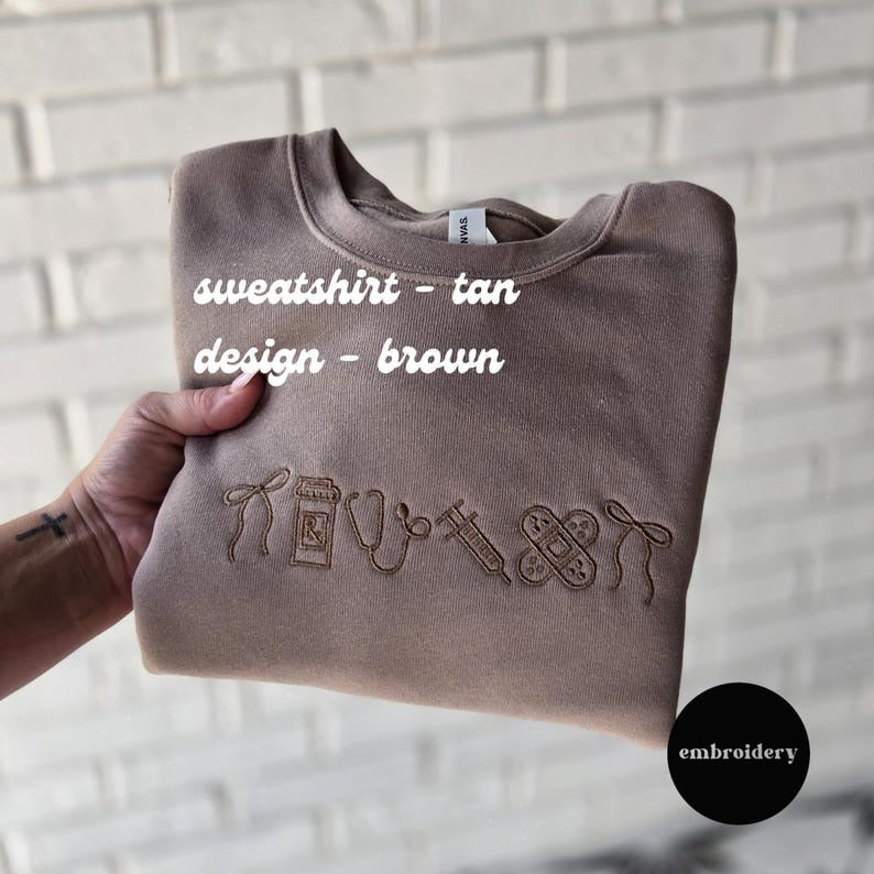 Custom Embroidered Nurse sweatshirt, Bella Canvas Sweatshirt, Oversized Sweater Gift For Mom, Medical assistant Embroidered Sweatshirt RN