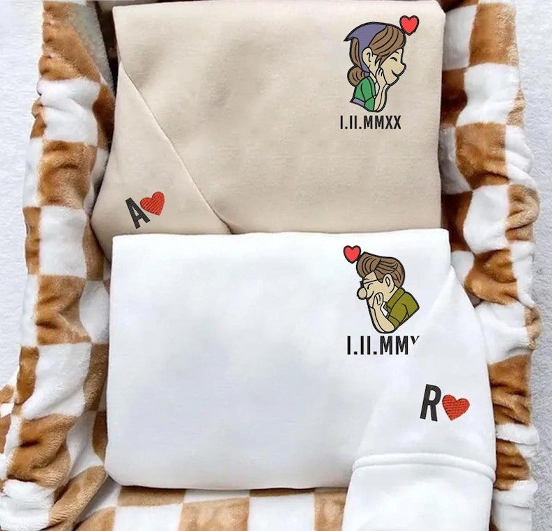 Custom Couple Embroidered Sweatshirt, Valentine Couple Embroidery Hoodie, Matching Couple Shirt, Carl And Ellie Shirts, Valentine Gifts