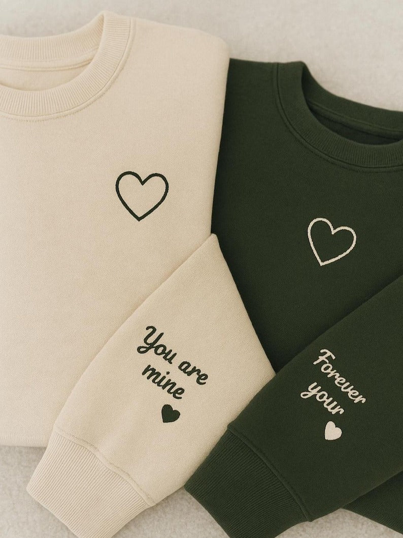 Custom Embroidered Sweatshirt for Couple, Valentine's Day Matching Outfit, Anniversary Gift, Valentines Day Shirts