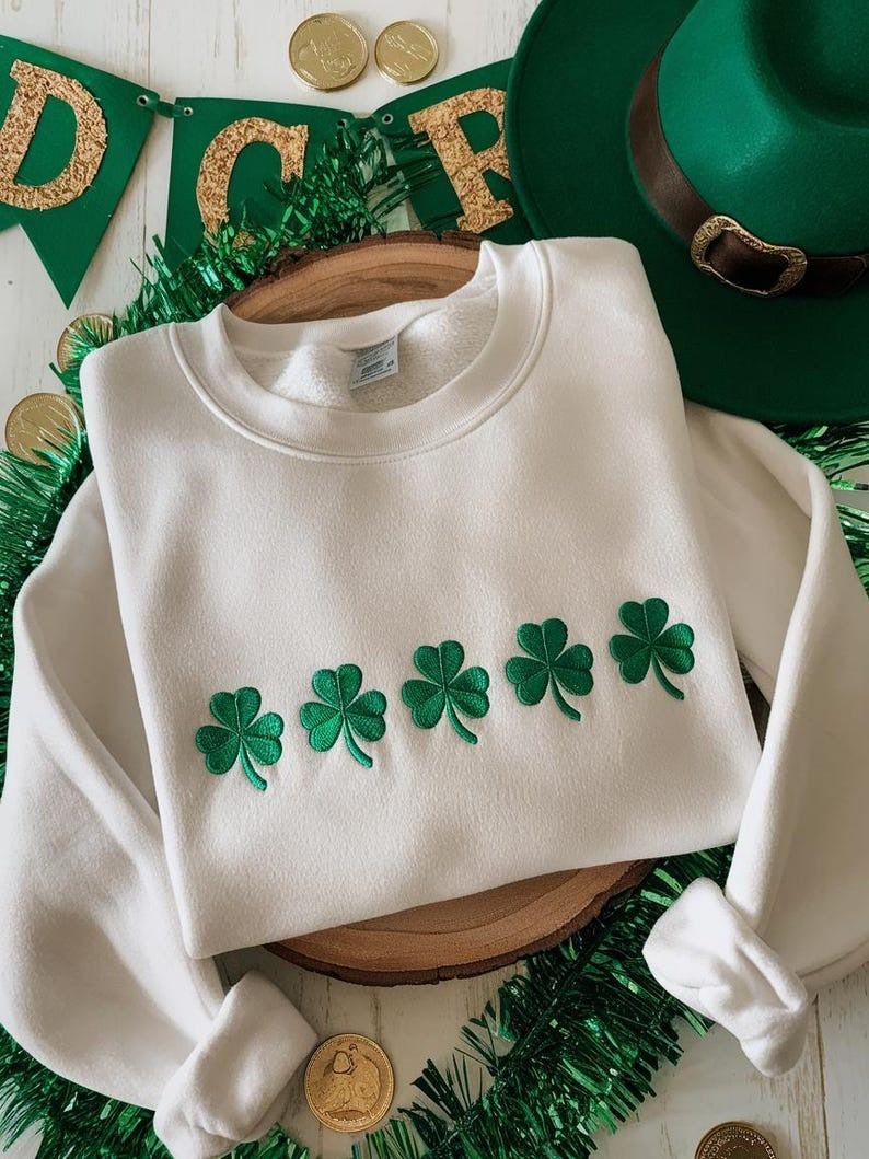 Embroidered St. Patrick's Day Sweatshirt, Lucky Sweatshirt, Saint Patricks Day Sweatshirt Women, St Patricks Hoodie, St Patricks