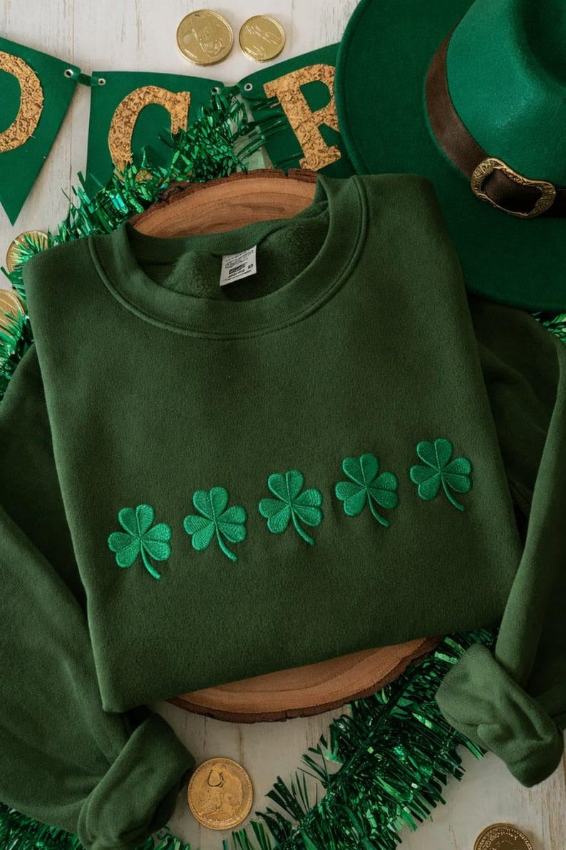Embroidered St. Patrick's Day Sweatshirt, Lucky Sweatshirt, Saint Patricks Day Sweatshirt Women, St Patricks Hoodie, St Patricks