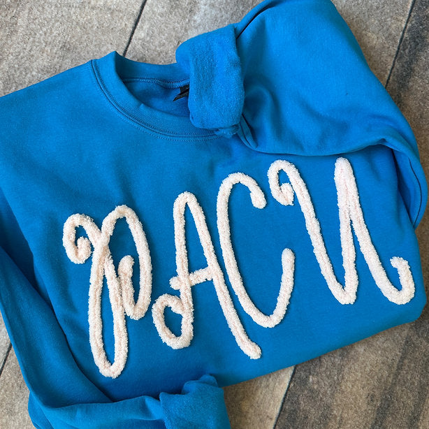 Personalized Chenille Yarn Embroidered