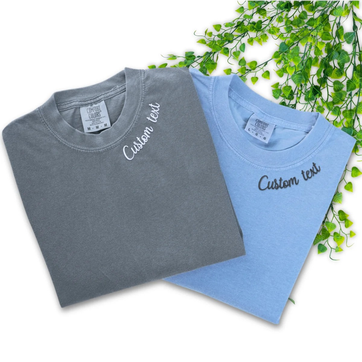 Custom Text on Neckline Shirt – Minimalist Embroidery