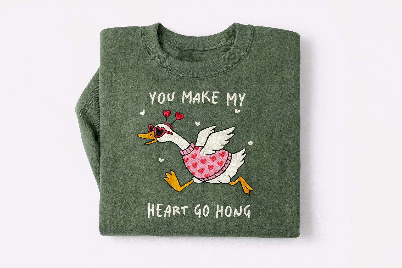 You Make My Heart Hong Goose Valentines Day Sweatshirt, Love Sweater, Silly Goose Graphic Tee, Valentines Day Gift, Funny Valentines TShirt