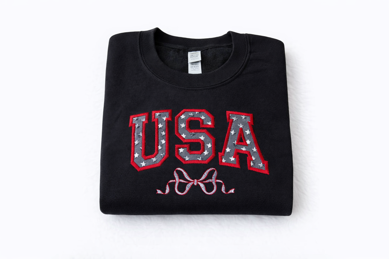 USA EMBROIDERED TSHIRT Coquette Tshirt Patriotic Cute Tshirt Coquette Bow Tshirt Embroidered Coquette Shirt Embroidered Patriotic Shirt Gift
