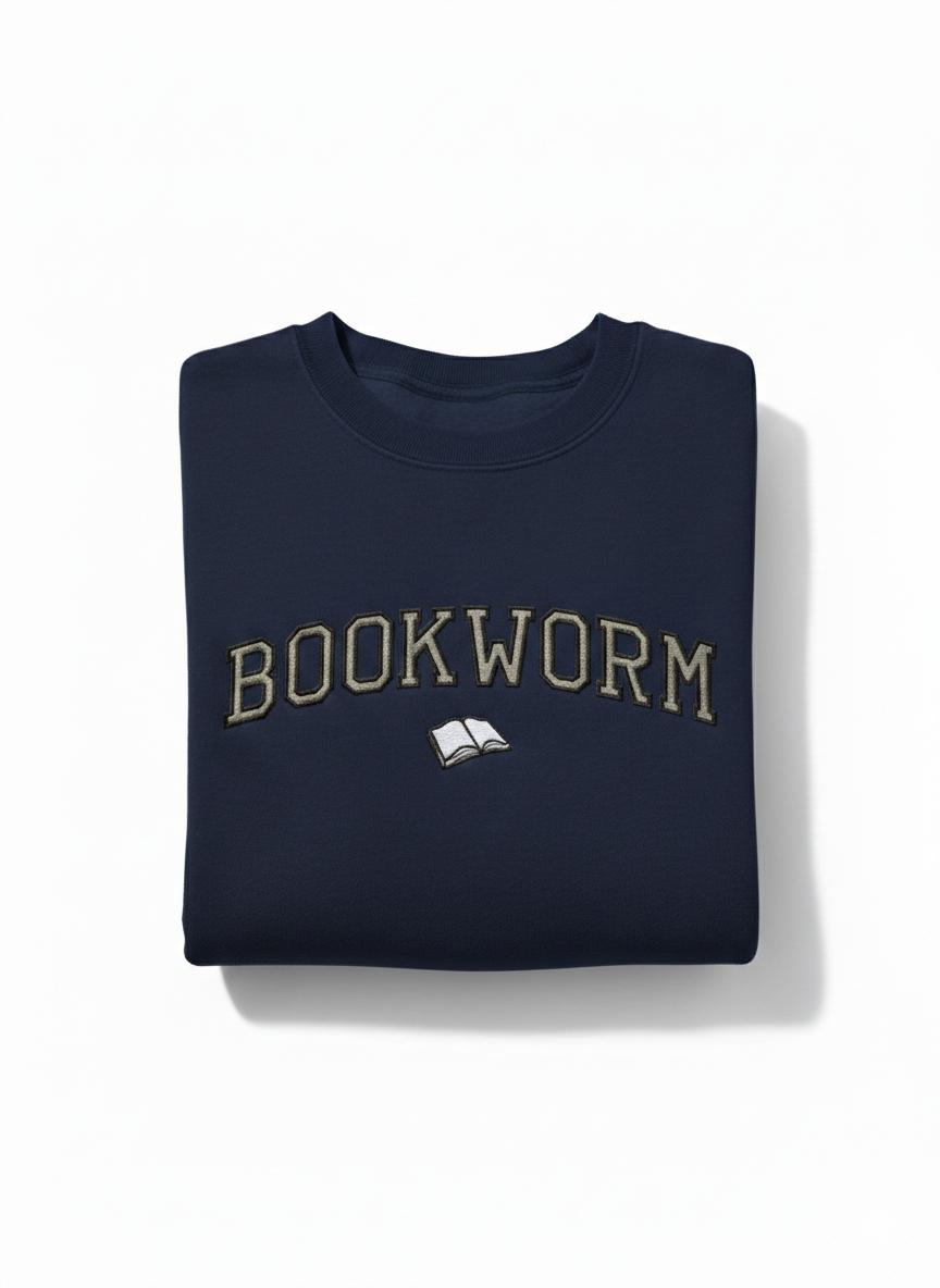 BOOKWORM EMBROIDERED SWEATSHIRT Comfort Colors Embroidered Sweatshirt Bookish Crewnecks Comfy Bookworm Sweatshirt Gifts for Book Lovers Book