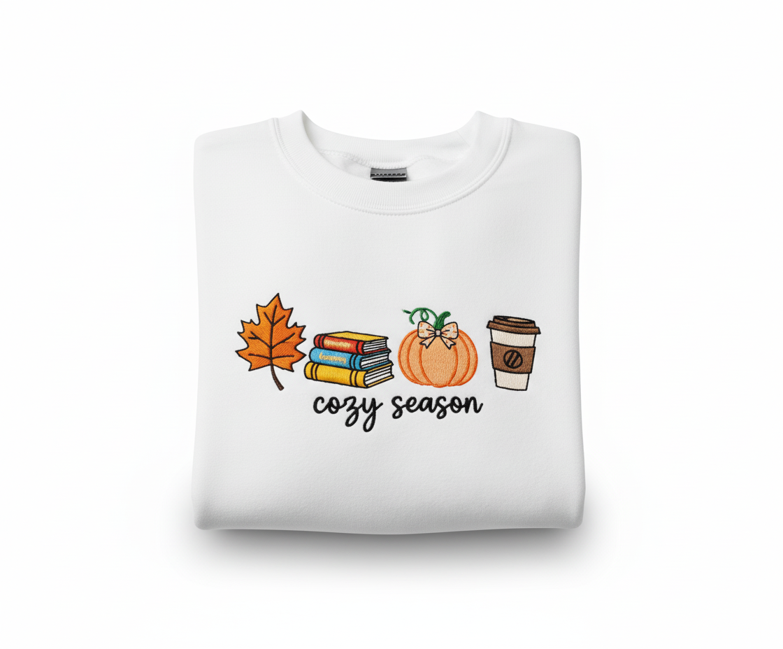 Embroidered Pumpkin Spice Latte Shirt – Fall Tee & Sweatshirt, ‘Tis The Season’, Thanksgiving Gift for Women