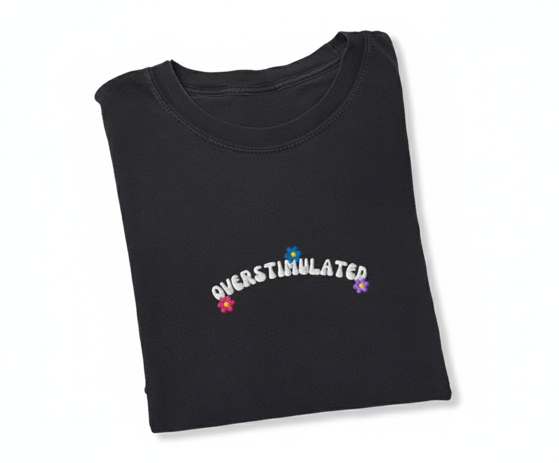 Overstimulated Embroidered sweatshirt, Weirdcore Aesthetic sweatshirt, Funny Neurodivergent, Subtle Weird Stuff sweatshirt, ADHD sweatshirt