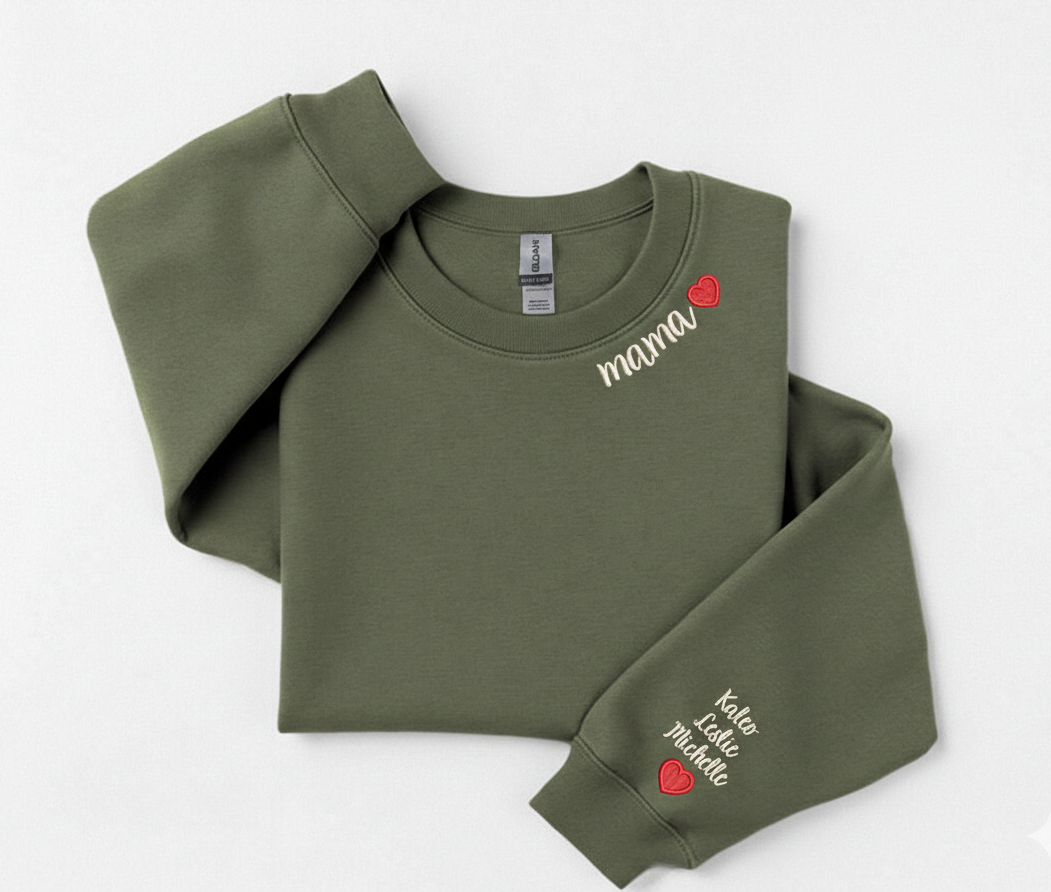 Custom Collar Embroidered Sweatshirt, Embroidered on Neckline Sweatshirt, Personalized Crewneck, Custom Collar Embroidery