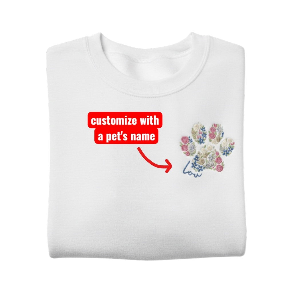 EMBROIDERED PAW PRINT Sweatshirt Cat Mom Gift Personalized Comfy Gift for Pet Lover Embroidered Dog Mom Sweatshirt Personalized Dog Mom Gift