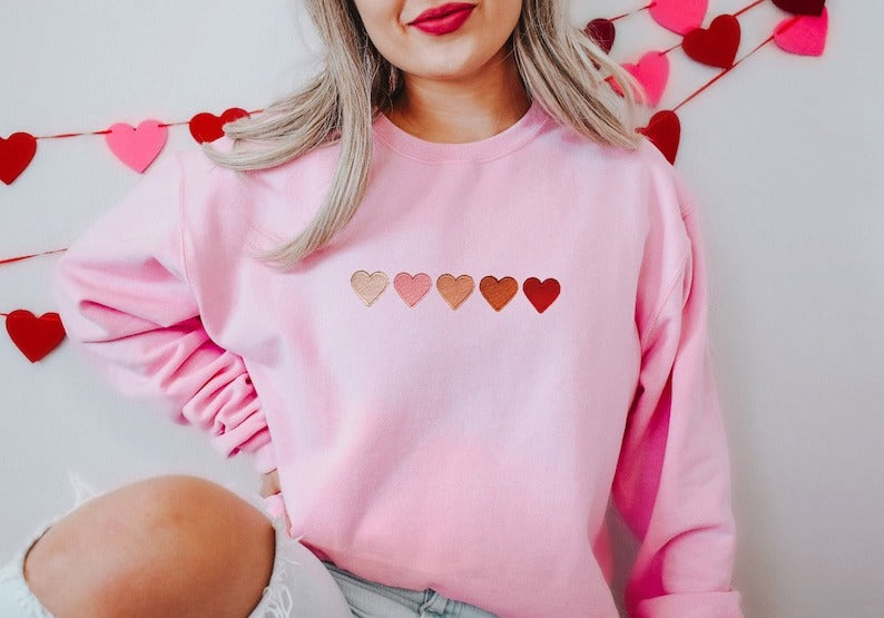 Embroidered Valentine Heart Sweatshirt, Cute Valentine Sweatshirts, Valentine Sweatshirts, Vintage Valentine Sweatshirt, Valentine Pullover