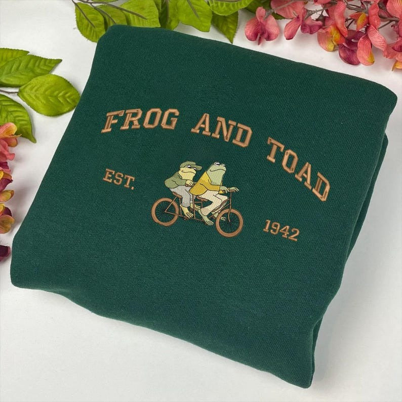 Frog and Toad Embroidered Sweatshirt, Vintage Classic Book Shirt, Retro Frog Shirt, Bookish Shirt, Gift For Her, Halloween Gift