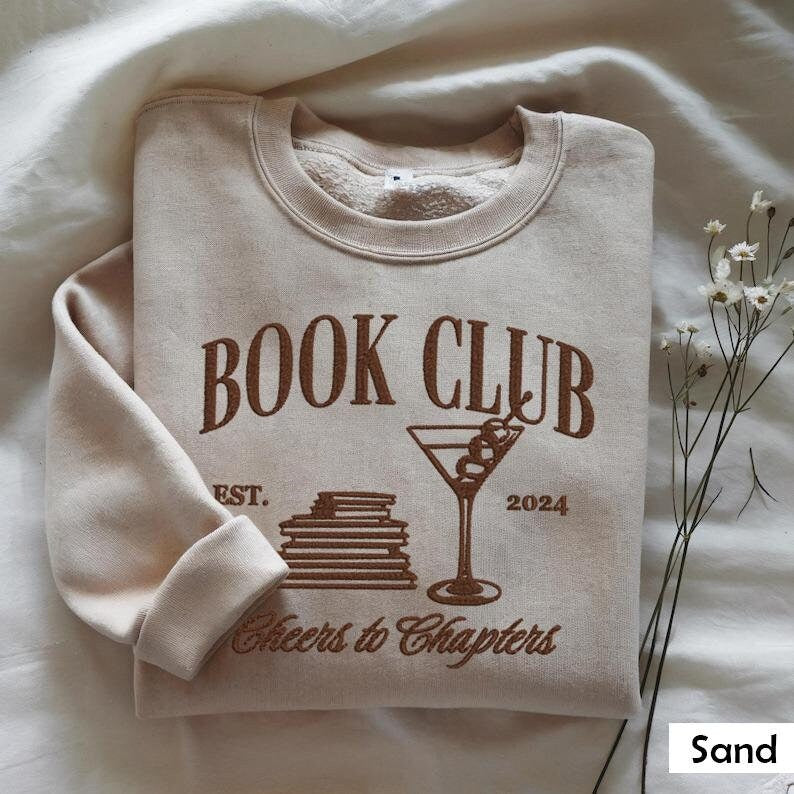 Custom Book Club Embroidered Sweatshirt, Reading Club Crewneck Sweater, Gift for Book Lover, Book Club Gift, Bookworm Sweatshirt
