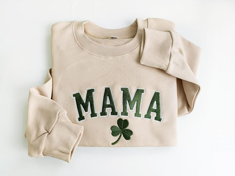 Embroidery Mama St Patrick's Day Sweatshirt,Womens Irish Shirt,St Patrick's Day Gift,,Mothers Day Gif