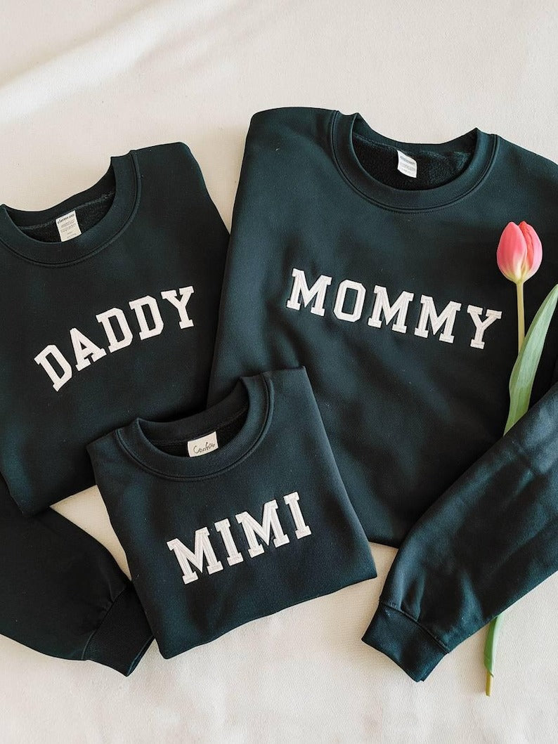 Personalized Embroidered Family Sweatshirts, Matching Holiday Outfits