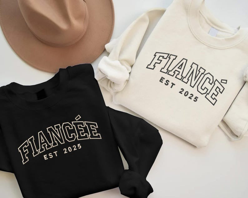 Custom Fiance and Fiancee Sweatshirt, Future Mr & Mrs Matching Jumpers, Embroidered Bride To Be Sweater, Engagement Gifts, Gift for His/Hers
