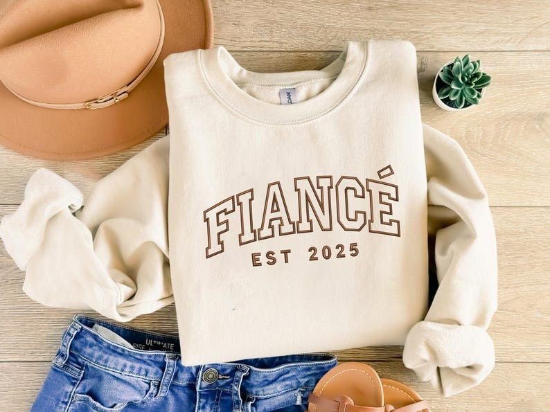 Custom Fiance and Fiancee Sweatshirt, Future Mr & Mrs Matching Jumpers, Embroidered Bride To Be Sweater, Engagement Gifts, Gift for His/Hers
