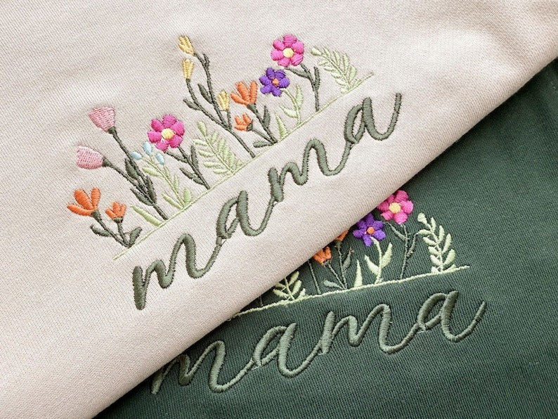 Custom Mama Embroidered Floral Sweatshirt,Personalized Mom Hoodie With Names,New Mom Outfit,Mothers Day Gif