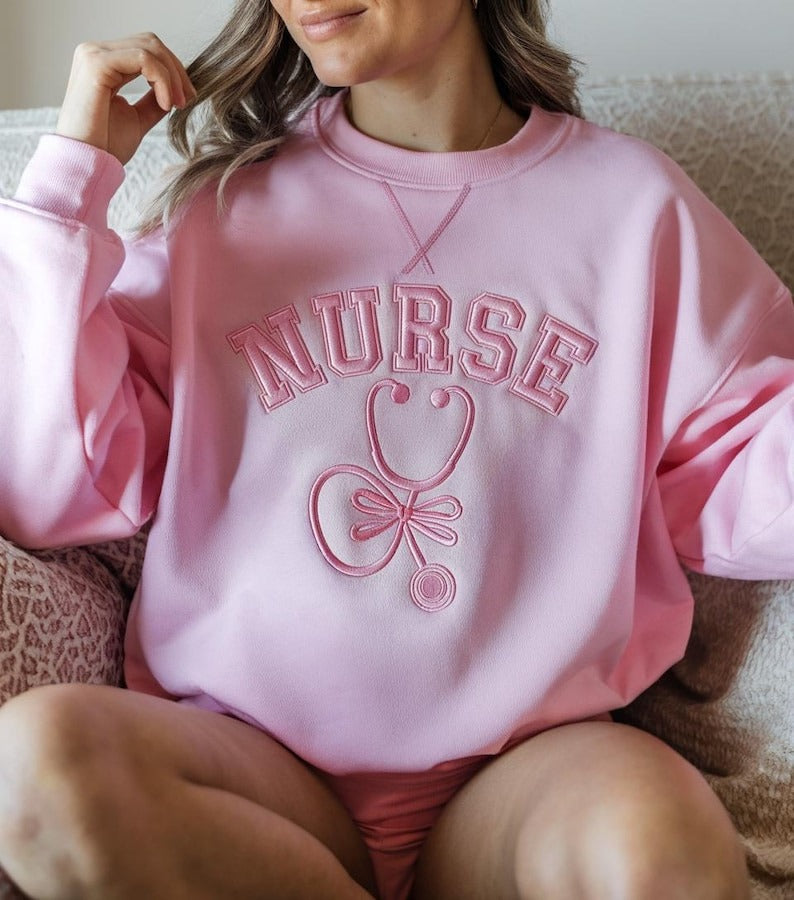 Nurse Embroidery Sweatshirt, Custom Job Title Embroidery Crewneck, Mother's Day Gifts, Nurse Sweatshirt, Gift For Her