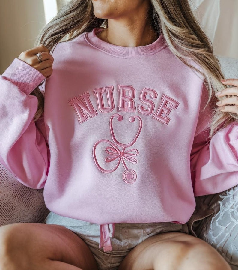Nurse Embroidery Sweatshirt, Custom Job Title Embroidery Crewneck, Mother's Day Gifts, Nurse Sweatshirt, Gift For Her