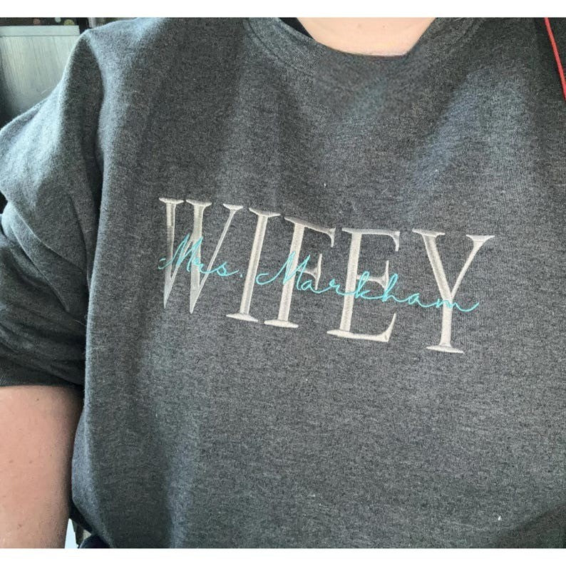 Custom Mrs. Embroidered Shirt, Date On Sleeve, Hubby Wifey Embroidered Sweatshirt, Gift For Bride, Engagement Gifts, Future Mrs, Bride To Be