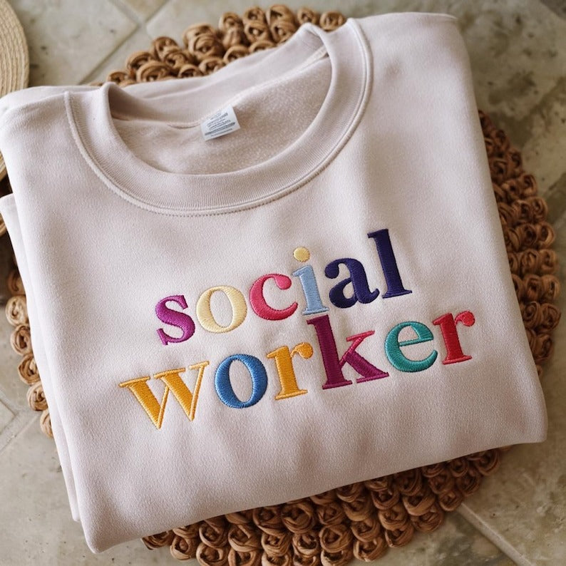 Custom Job Name Sweatshirt, Social Worker Embroidered Sweatshirt, Custom Embroidered Occupation Crewneck, Career shirt, Graduation Gift
