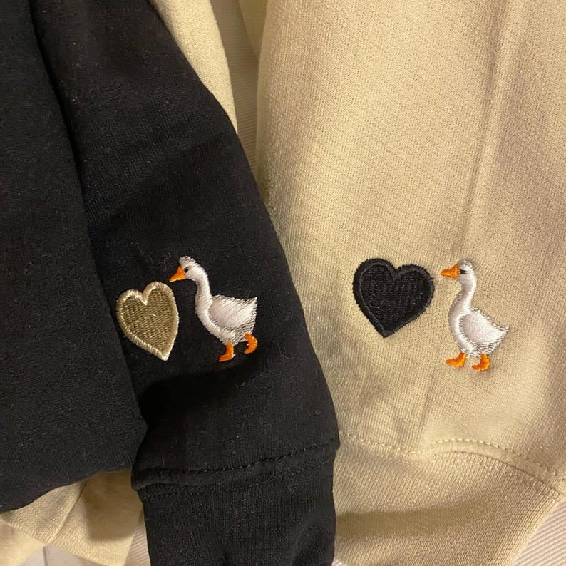 Custom Embroidered Initial Heart Hoodie On Sleeve, Personalized Initials Embroidery Sweatshirts, Matching Couples Outfit, Anniversary Gifts