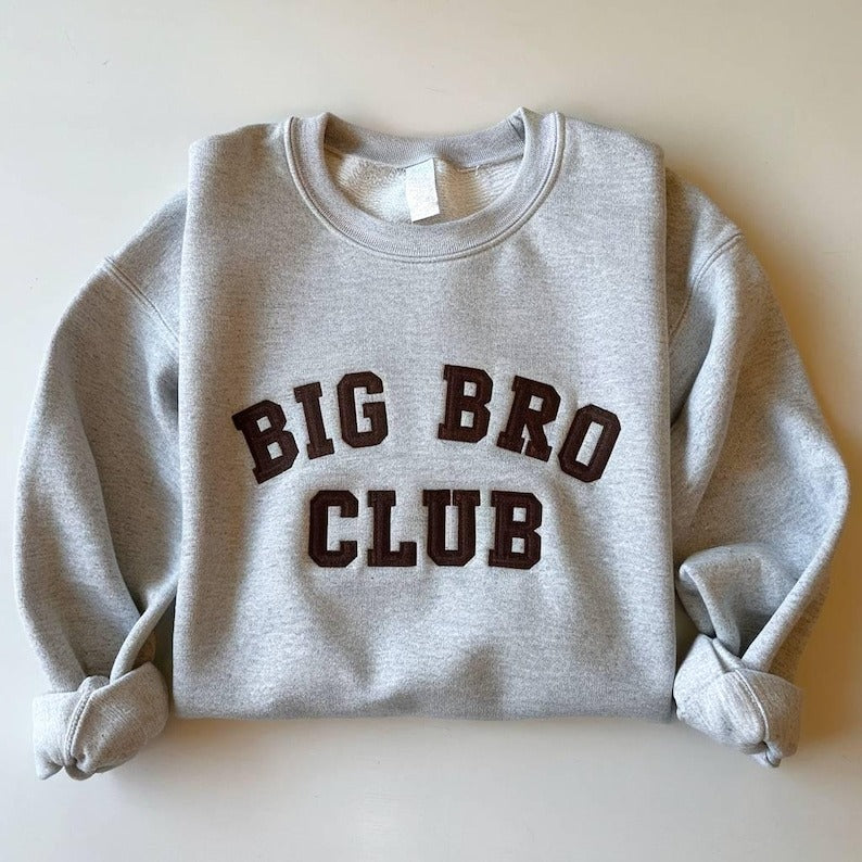 Big Bro Club Embroidered Sweatshirt, Sibling Reveal Outfit, Sibling Reveal Outfit Sweatshirt for Sibling Announcement, Gift for Baby