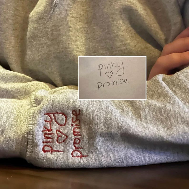 Custom embroidered your OWN HANDWRITING Sweatshirt, Handwriting Hoodie For Couples Matching, Gift For Him Her, Anniversary Gift idea