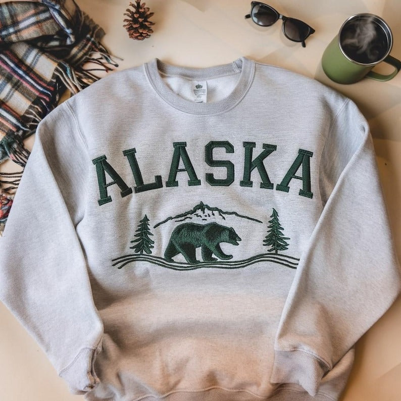 Alaska Embroidered Sweatshirt, Alaska Cruise 2025 Crewneck, Family Vacation Trip for Alaska Lover, State Sweatshirt, Alaska Trip Shirt