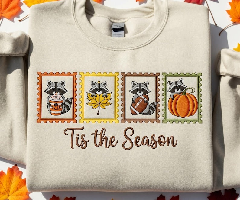 Ghost Raccoon Halloween Embroidered Shirt, Cute Raccoon Tee, Cute Raccoon Shirt, Womens Pumpkin Gift, Girly Halloween, Spooky Season