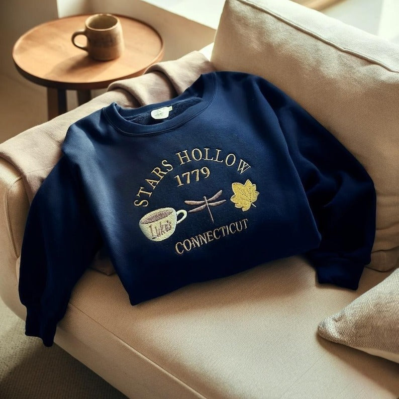 Stars Hollow Embroidered Sweatshirt, Gilmore Girls Fan Sweatshirt, Connecticut Book Embroidered Sweatshirt, Fall Shirt, Gilmore Girls Gift