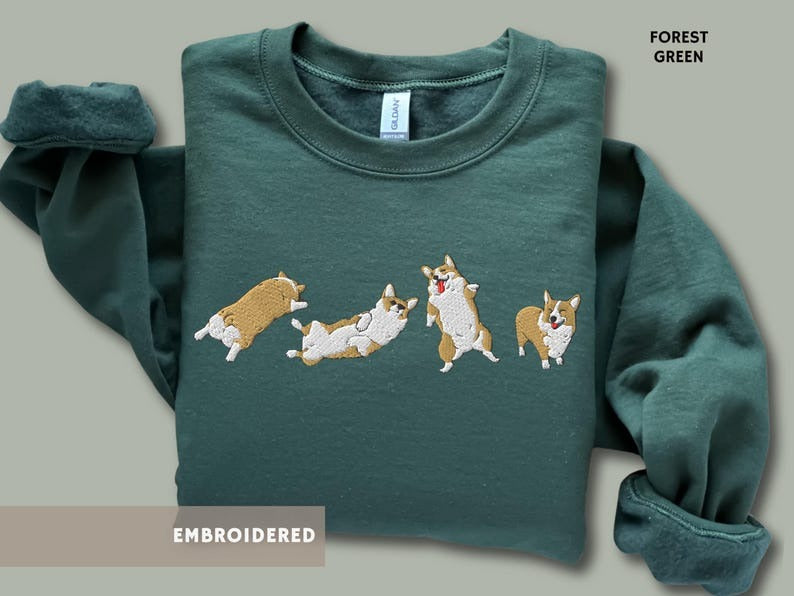 Embroidered Corgi Sweatshirt Aesthetic Corgi Shirt Corgi Lover Sweater Mothers Day Fathers Day Gift for Corgi Dog Dad Mom Welsh Corgi